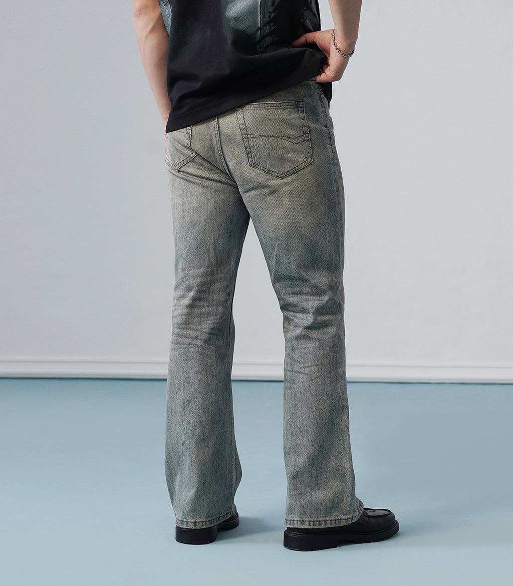 VINTAGE WASH FLARED DENIM