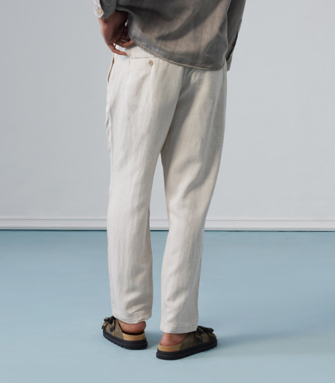LINEN PANT DOUBLE POCKET-IVORY