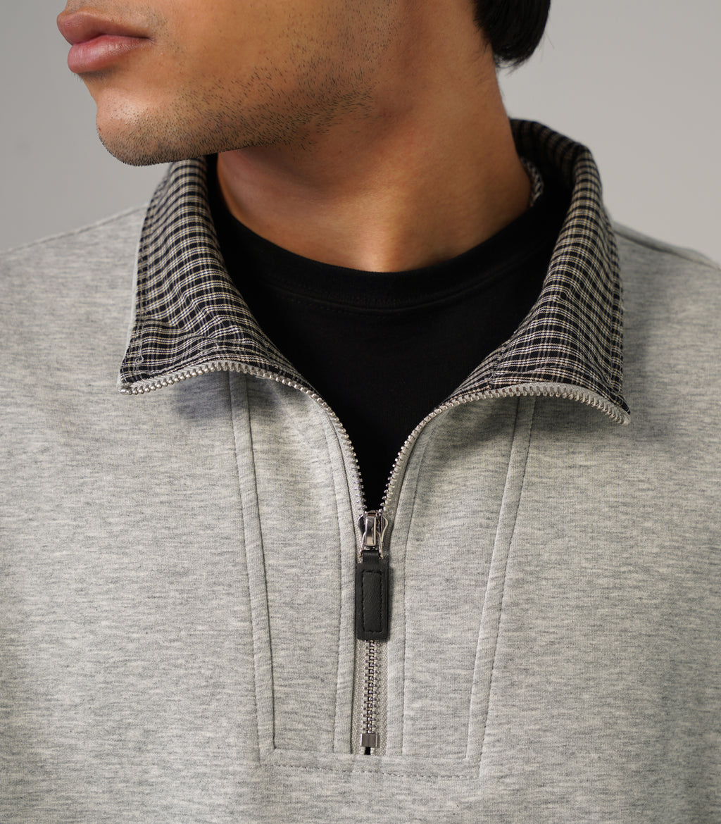 QUARTER ZIP OVERSIED SWEATSHIRT