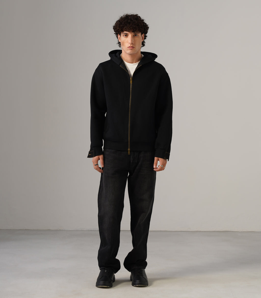DENIM BACK HOODIE -BLACK