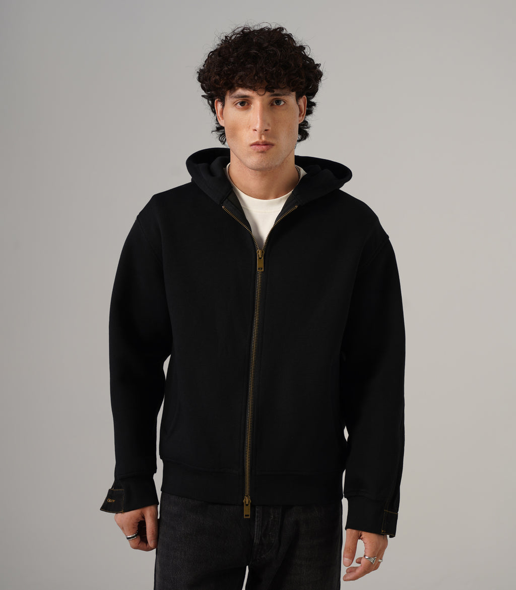 DENIM BACK HOODIE -BLACK