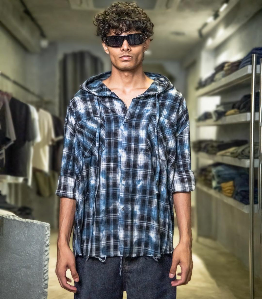 FLANNEL TEXTURED BLUE - HOOD