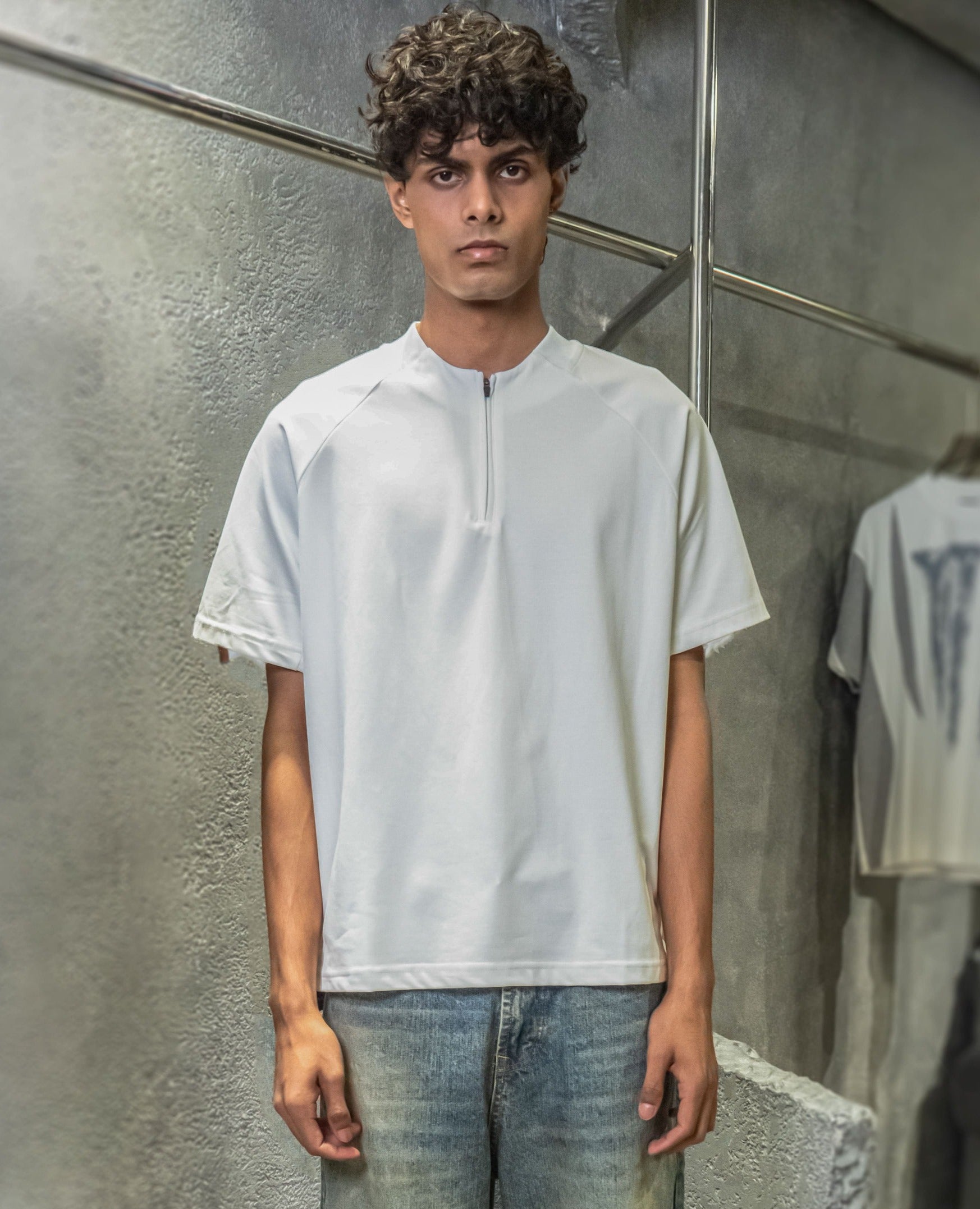 Detailed Zip Up T-Shirt