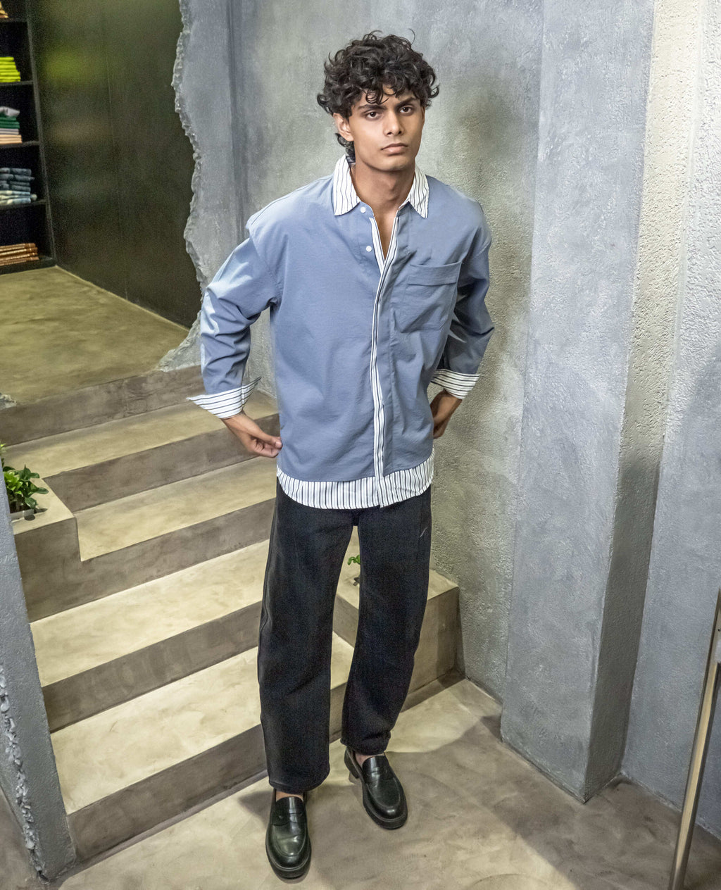 Contrast Collar Shirt