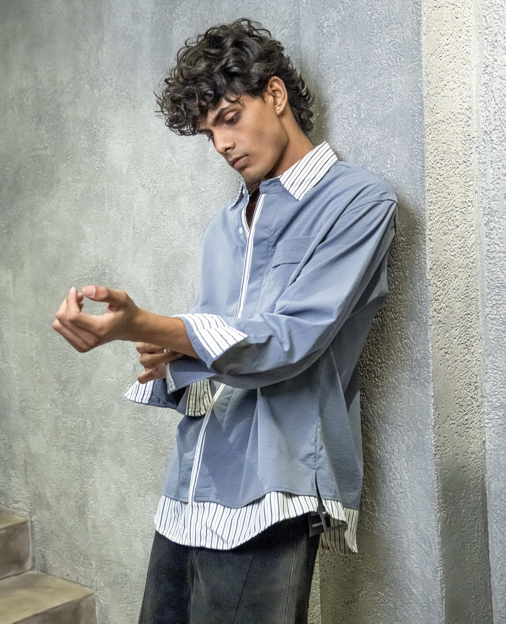Contrast Collar Shirt