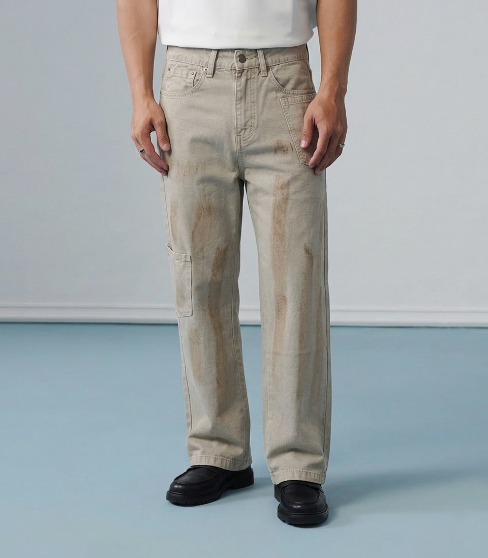 Concrete Dust Denim- Relaxed Fit - Beige