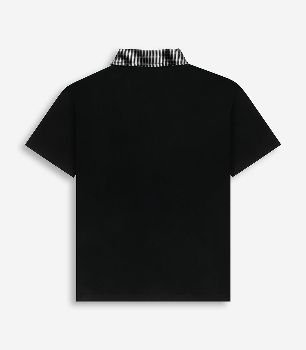 Contrast Zip Up Polo