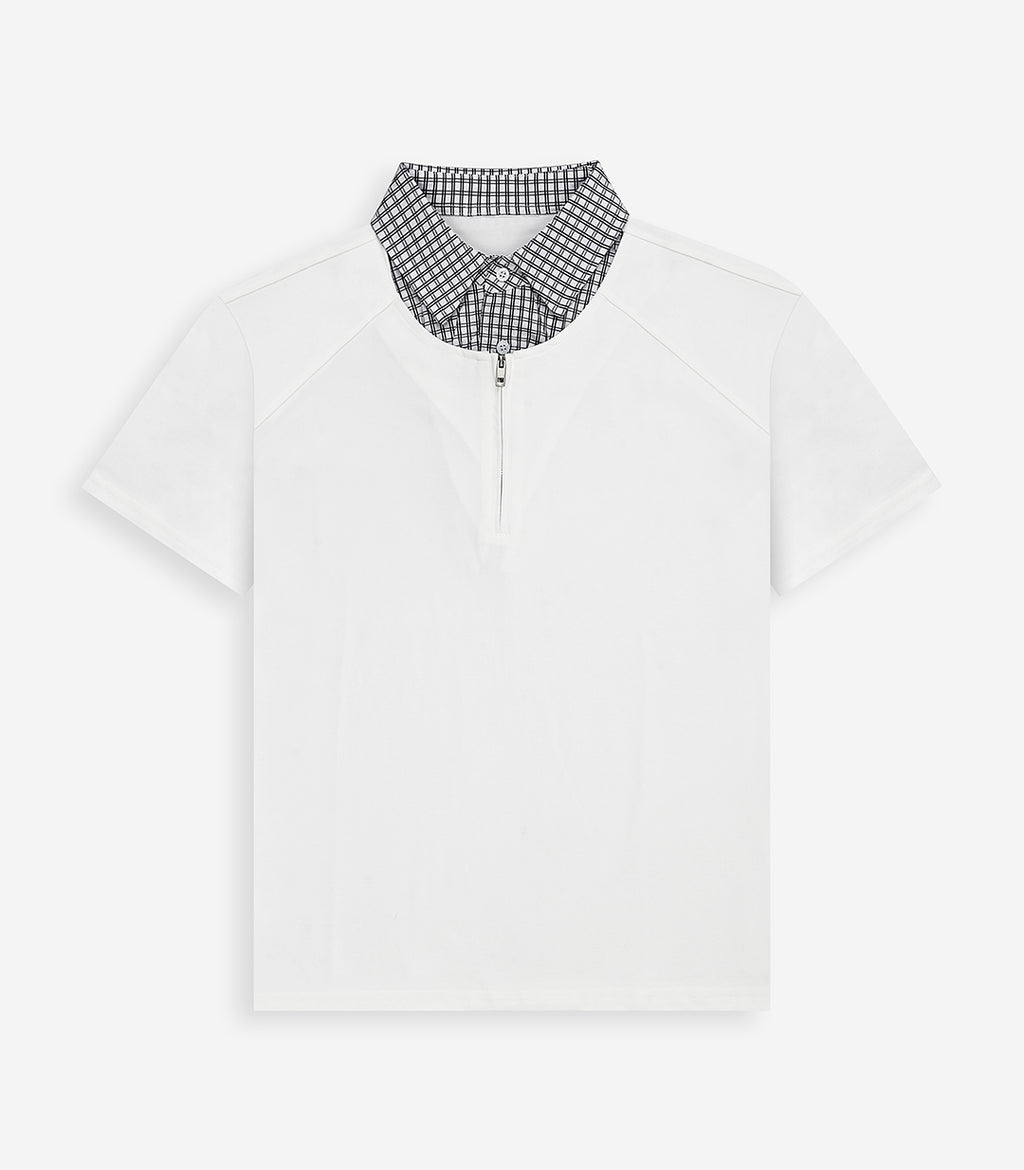 Contrast Zip Up Polo