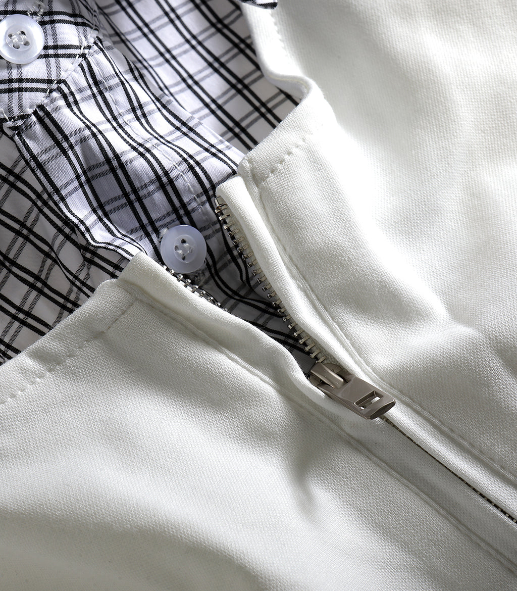 Contrast Zip Up Polo