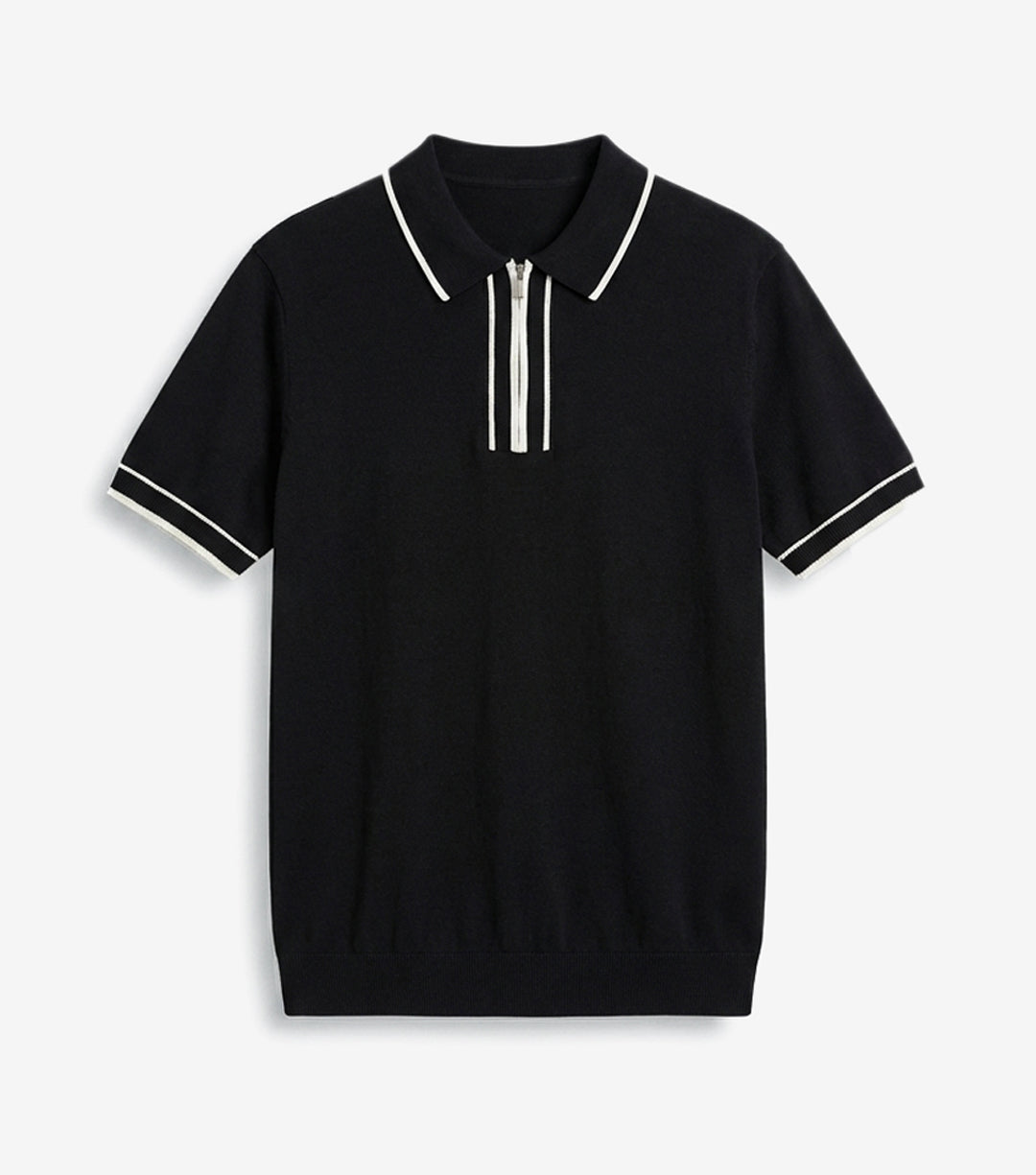 CONTRAST RIB KNITTED POLO T-SHIRT
