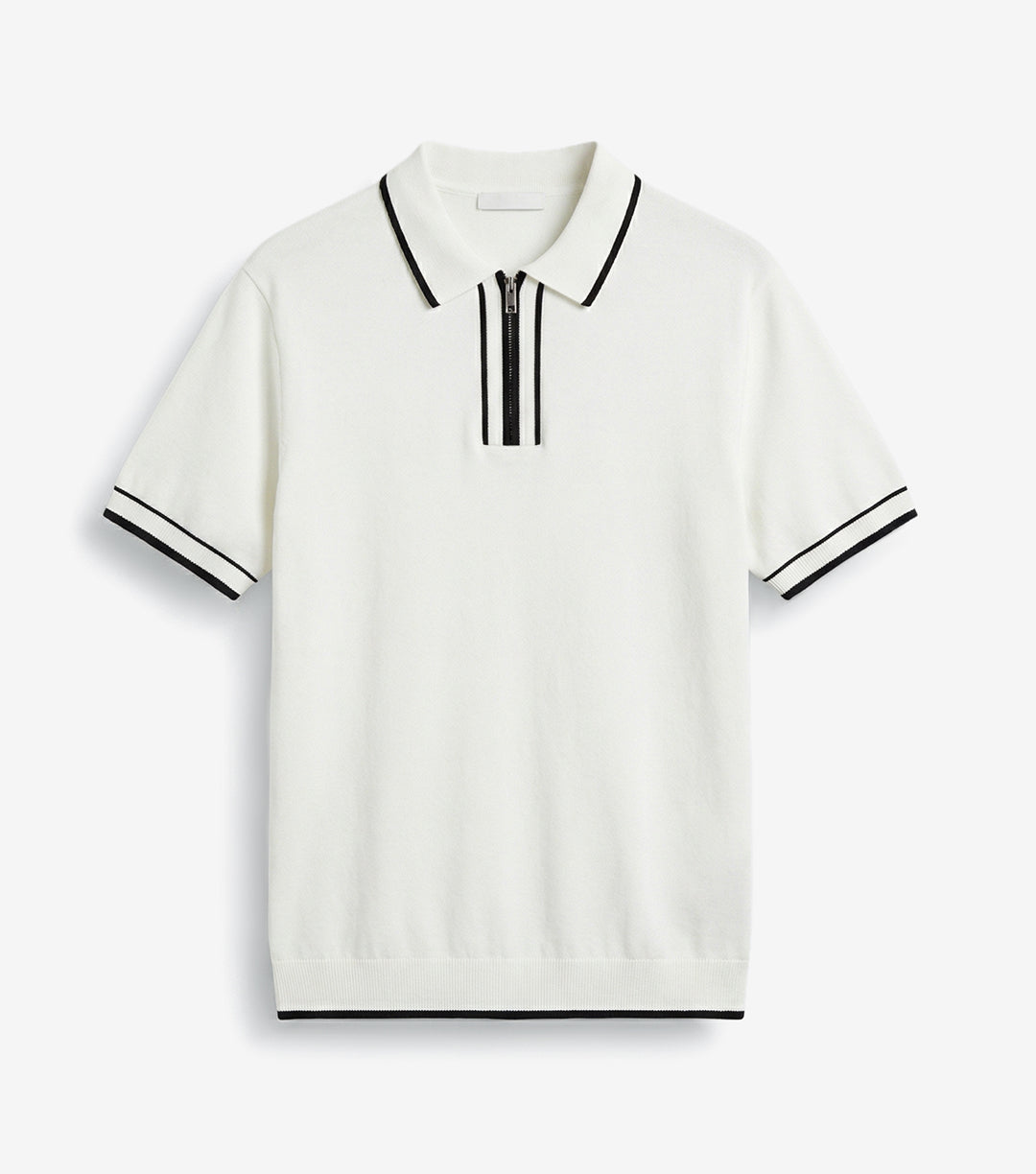CONTRAST RIB KNITTED POLO T-SHIRT