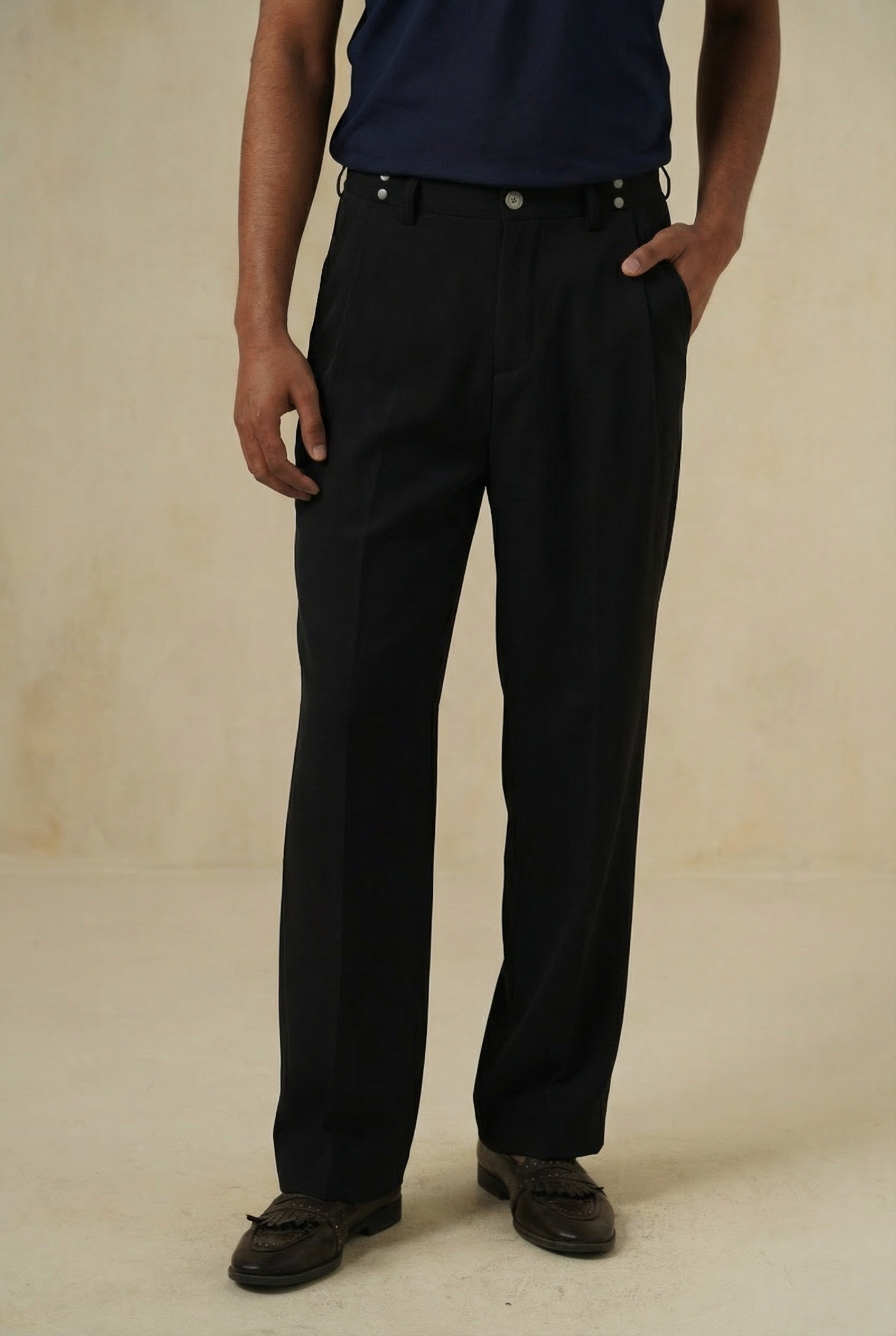 CONVERTIBLE PLEATED TROUSER - STRAIGHT FIT