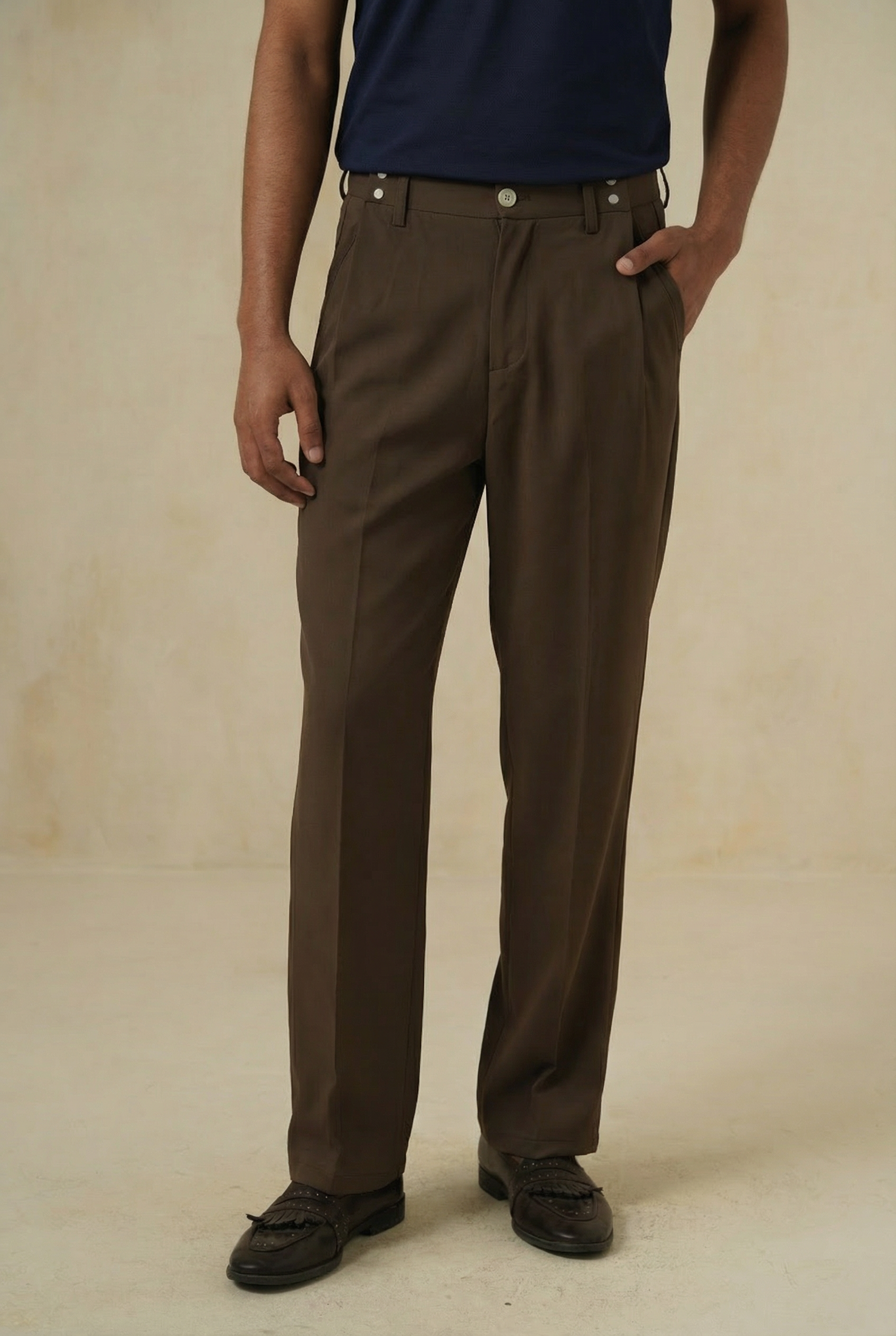 CONVERTIBLE PLEATED TROUSER - STRAIGHT FIT