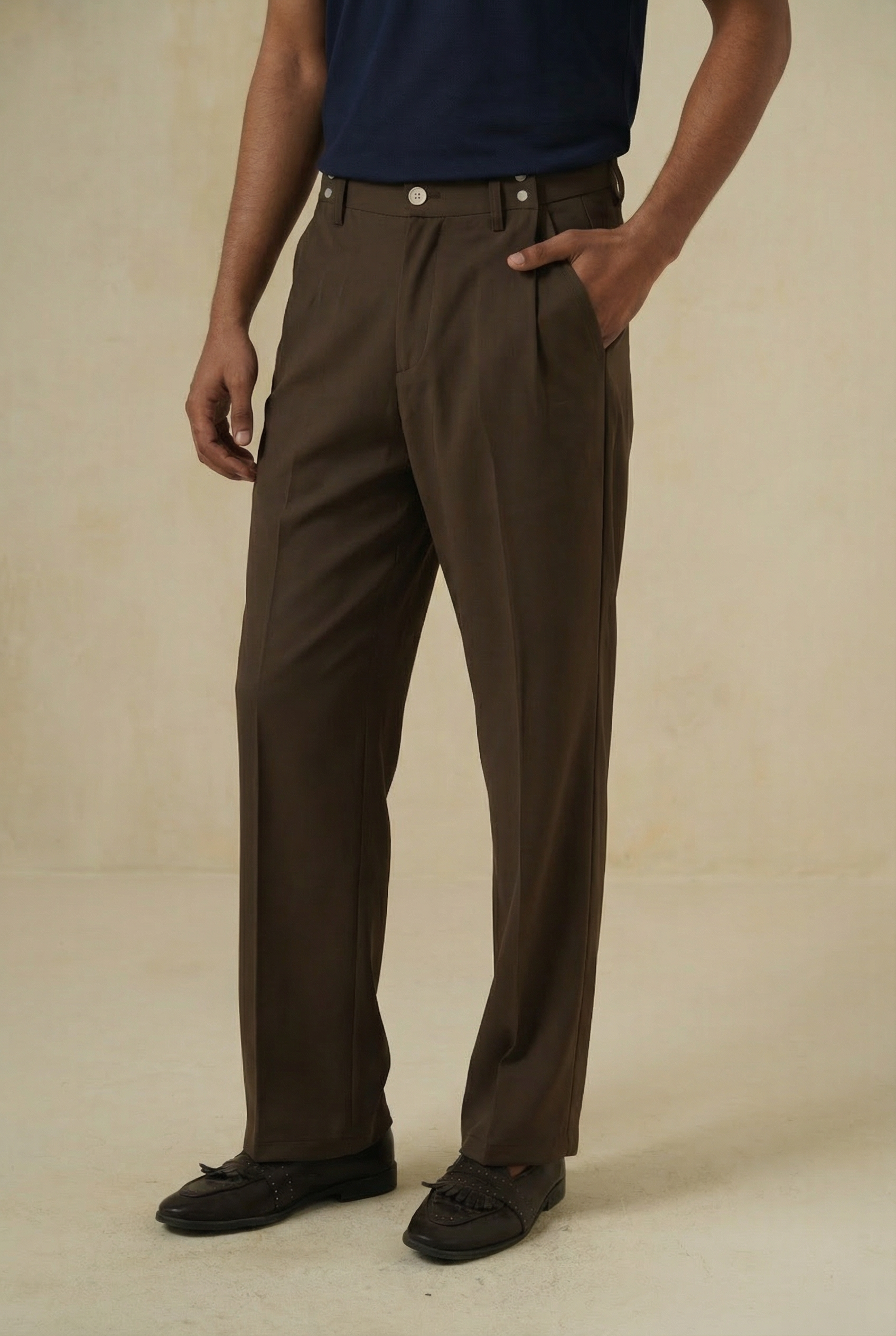 CONVERTIBLE PLEATED TROUSER - STRAIGHT FIT